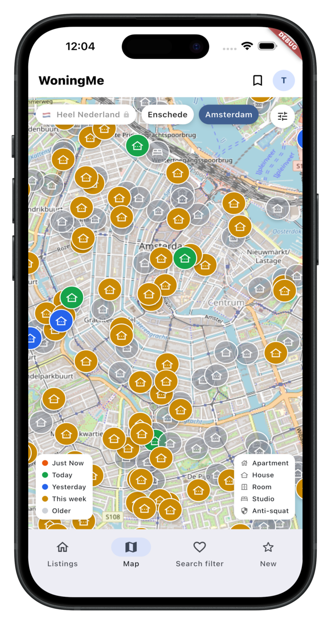 WoningMe kaartweergave